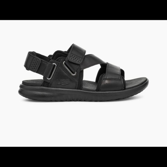 New UGG‎ MENS UNION STRAP LEATHER BLACK SANDAL SIZE 9 MODEL # 1114990. - Picture 6 of 7
